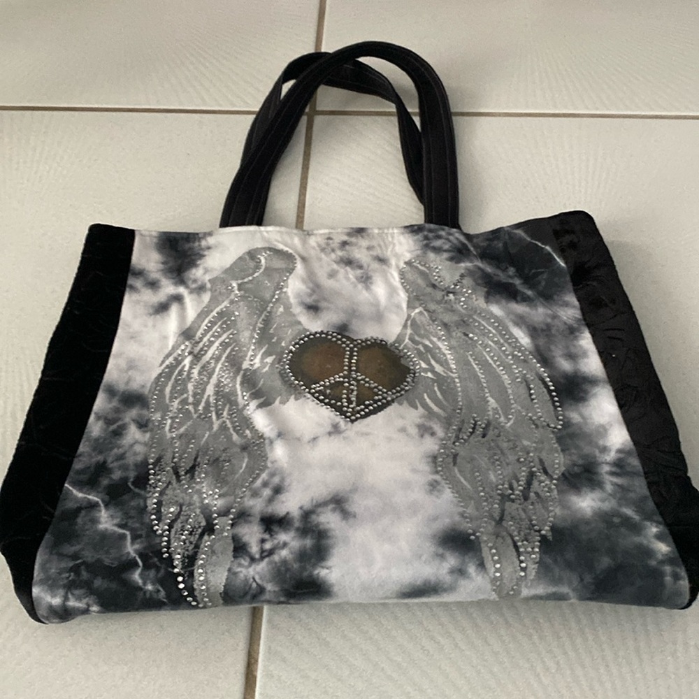 Peace of Mind by Ellen Handmade Vintage Angel Heart Tote Bag